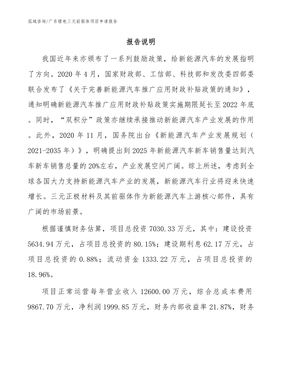 广东锂电三元前驱体项目申请报告模板_第2页