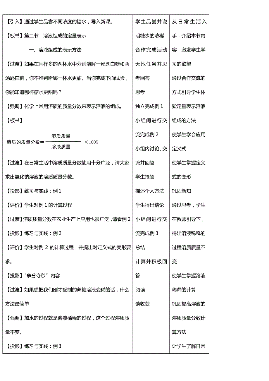 教案：溶液组成的定量表示_第2页