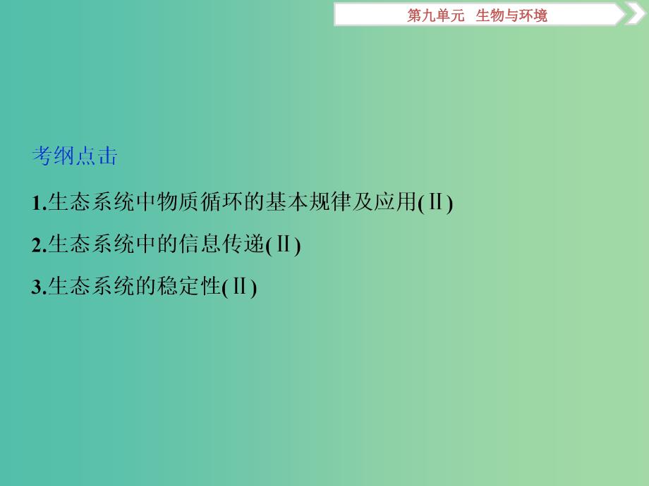 2019届高考生物一轮复习 第九单元 生物与环境 第33讲 物质循环、信息传递和生态系统的稳定性课件.ppt_第2页