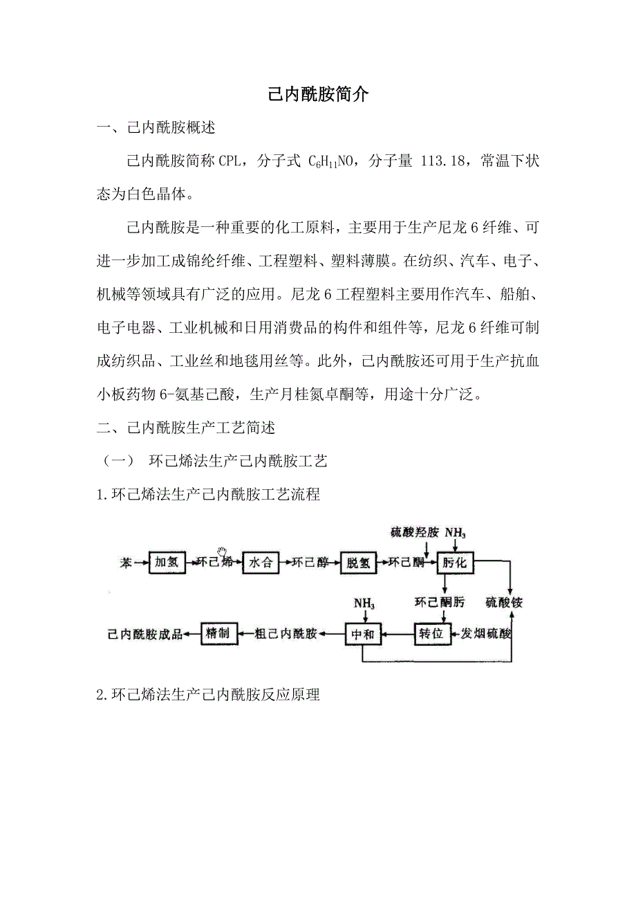 己内酰胺简介Word版_第1页