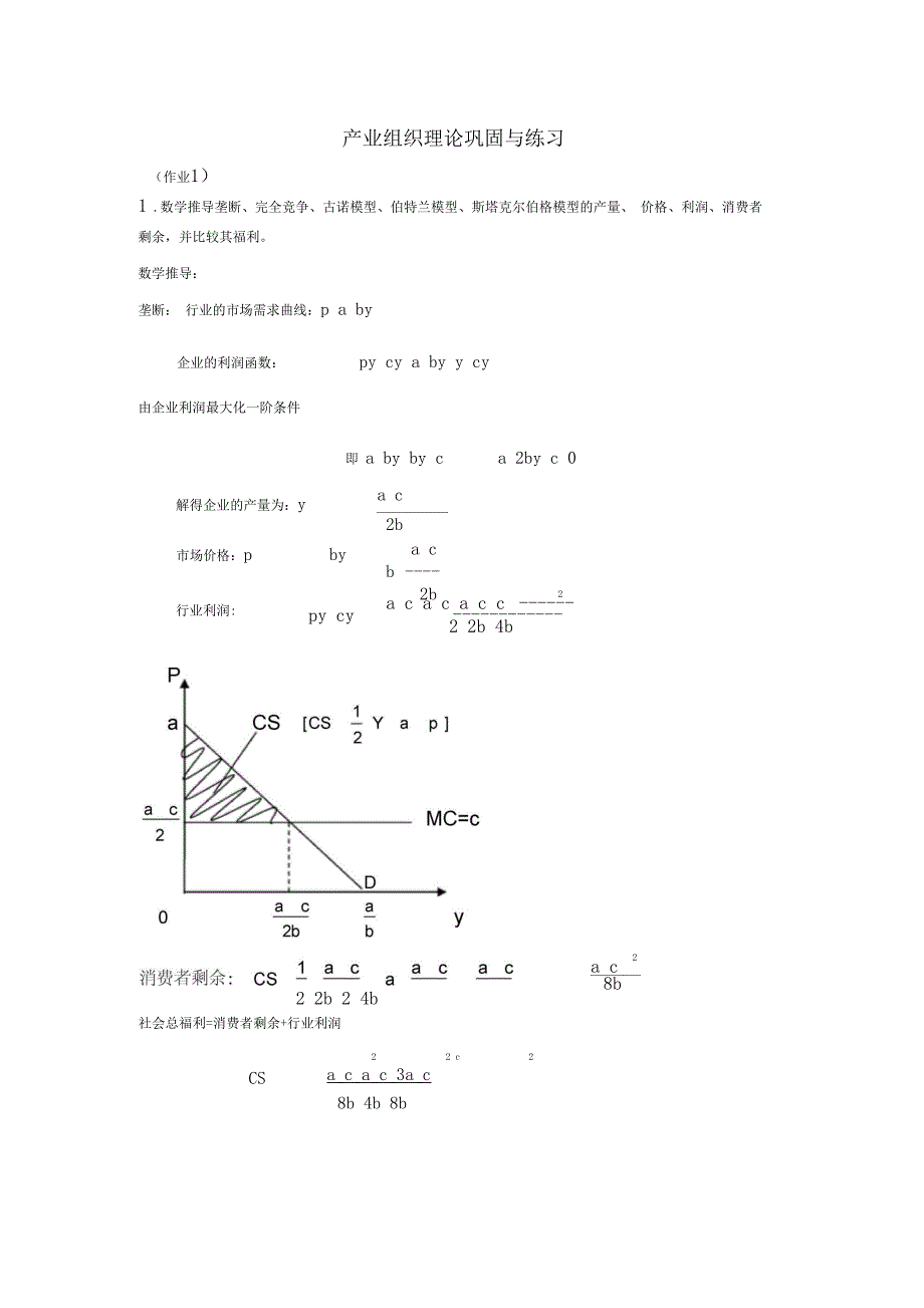 产业组织理论巩固与练习_第1页