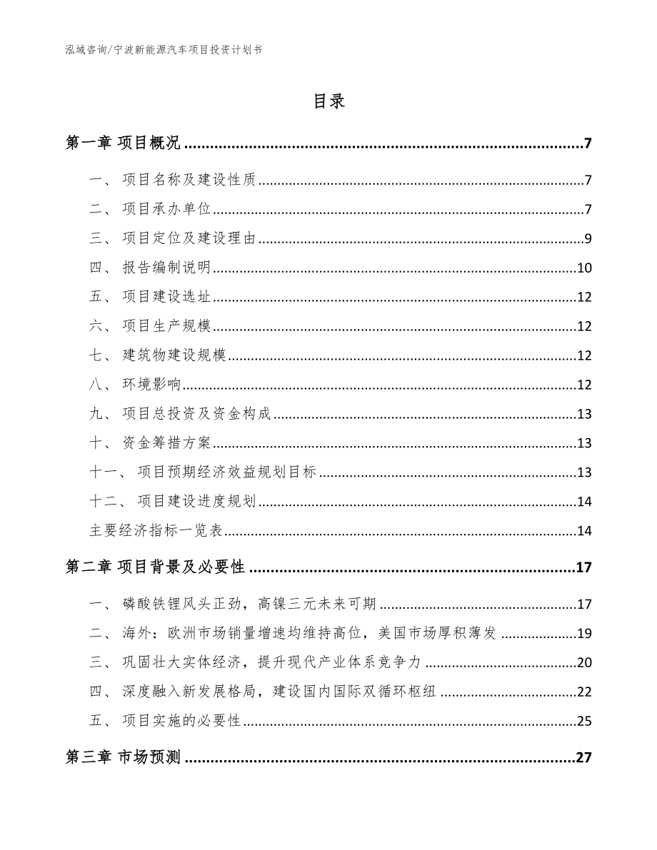 宁波新能源汽车项目投资计划书_第1页