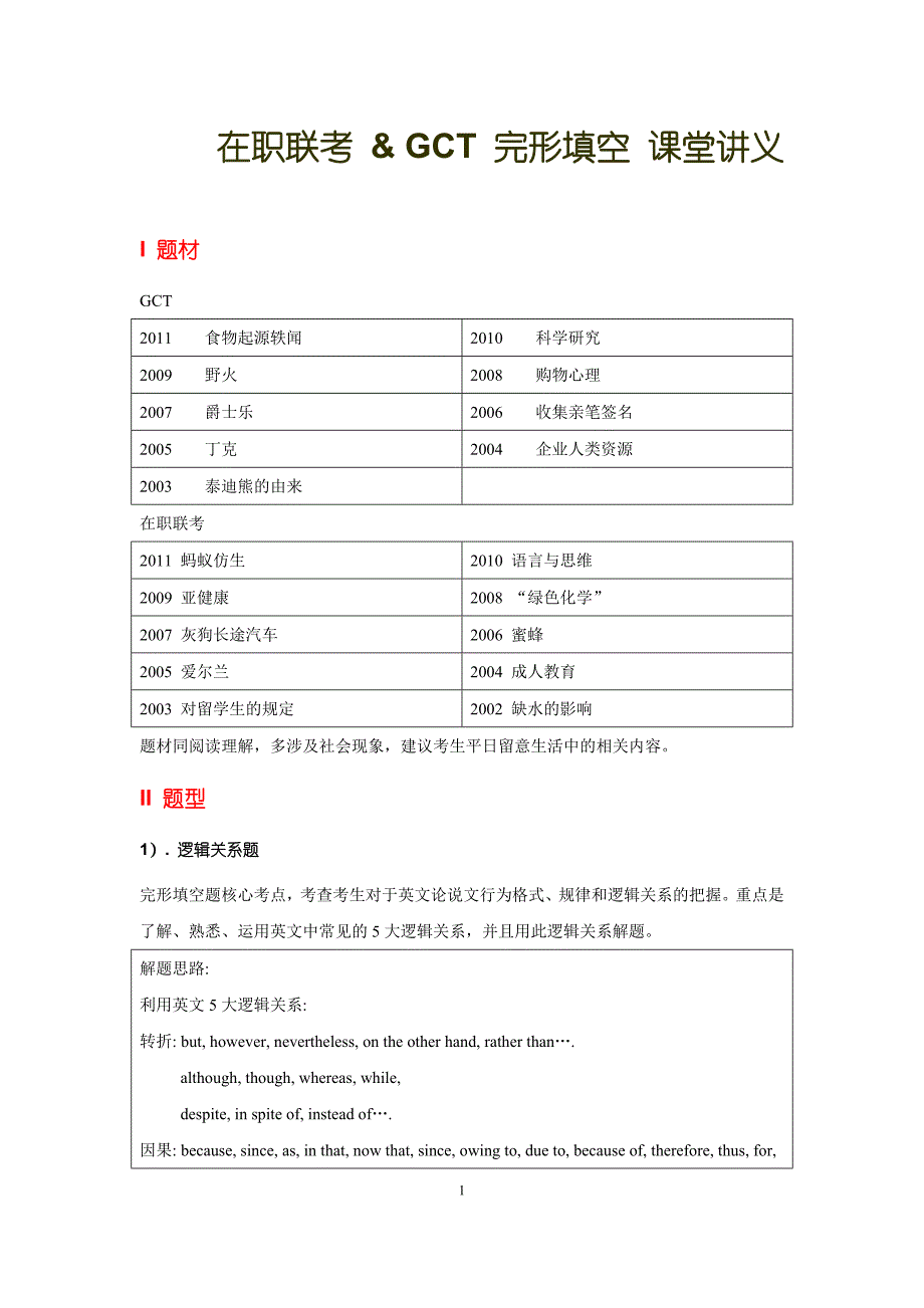 2012 在职联考&amp;GCT 完形填空 课堂讲义 analysis.doc_第1页