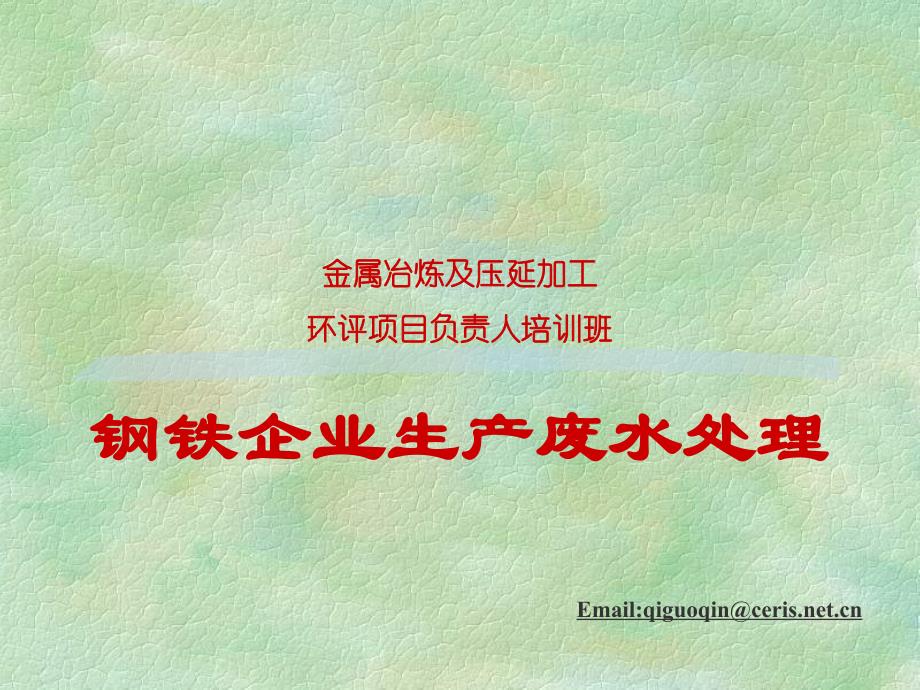 EIA负责人（废水）金属冶炼及压延加工 环评项目负责人培训班 钢铁企业生产废水处理_第1页