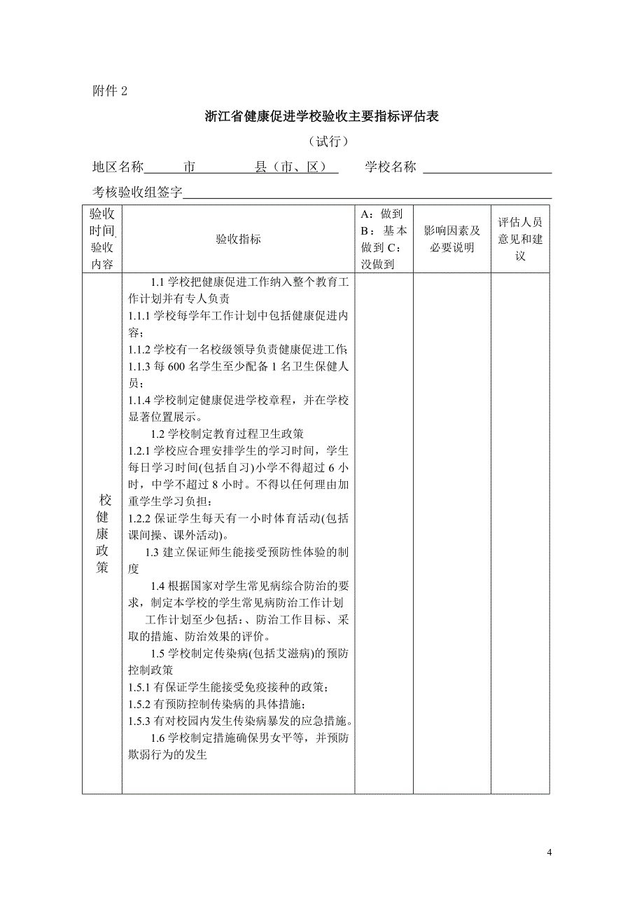 精品资料（2021-2022年收藏）浙江省创建健康促进学校申报督导及考核验收程序概要_第4页