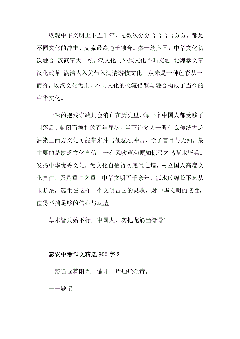 泰安中考作文精选800字_第4页