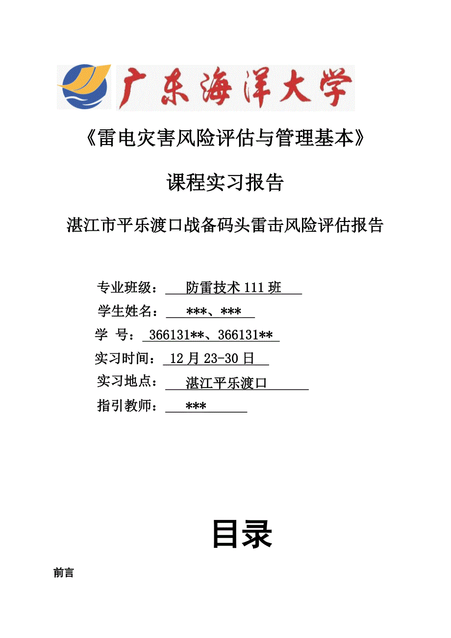 渡口战备码头雷击风险分析评估基础报告_第1页