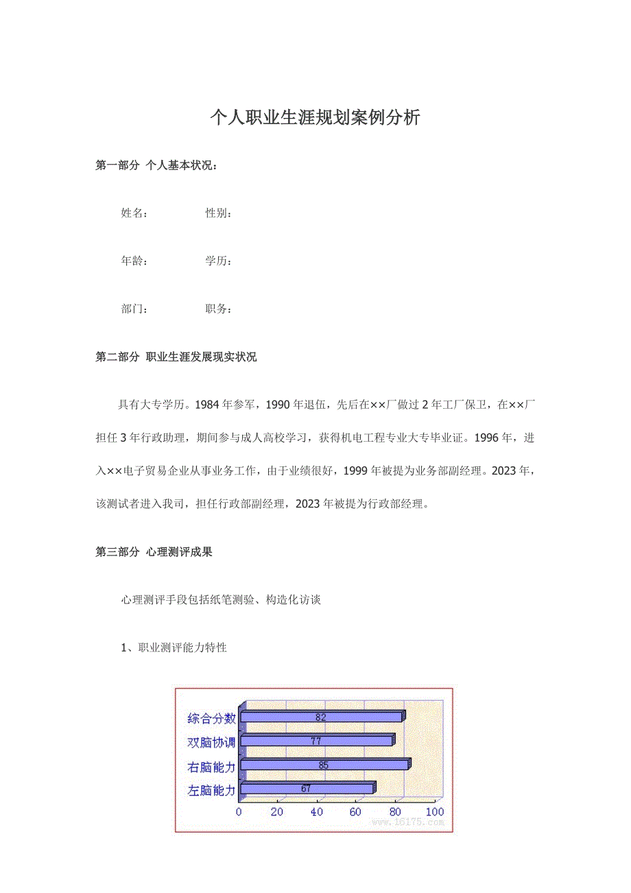 个人职业生涯规划案例分析.doc_第1页