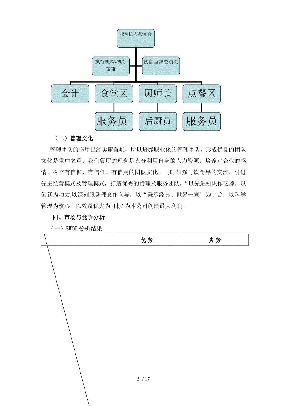 中西餐厅创业计划书_第5页