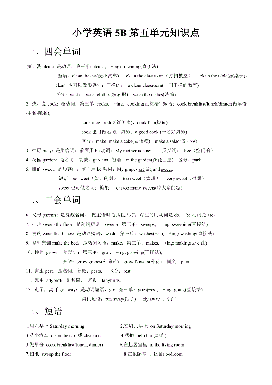 译林版小学英语5B五年级下册5-6单元知识点汇总_第1页