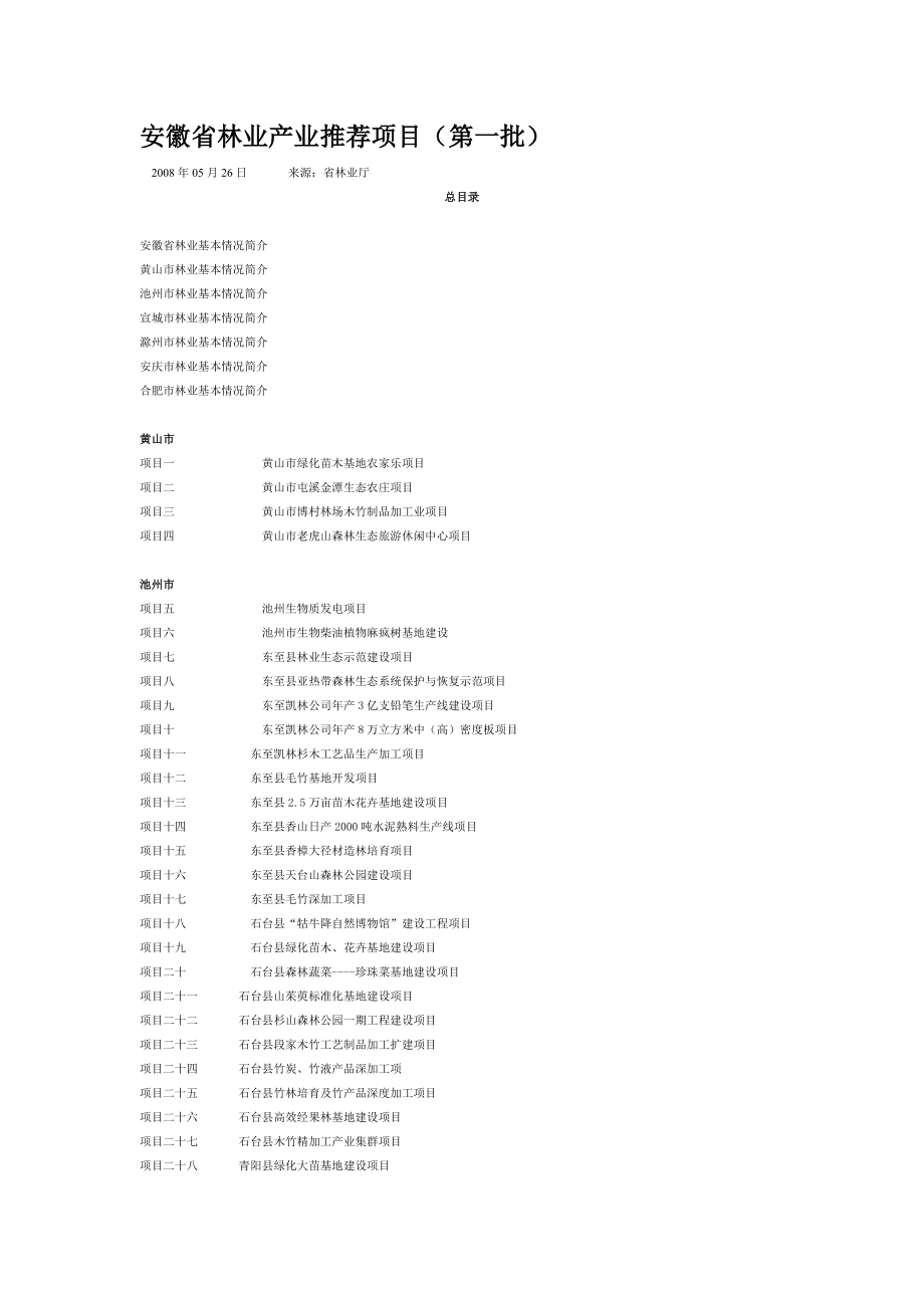 安徽省林业产业推荐项目.doc_第1页