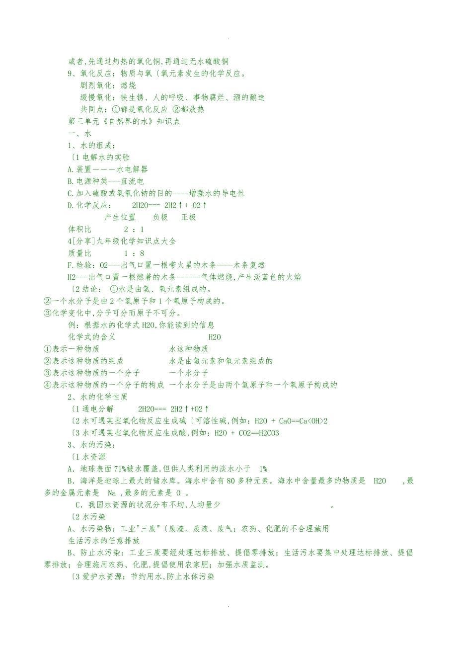 上海初中九年级化学知识点全面总结精华版_第5页