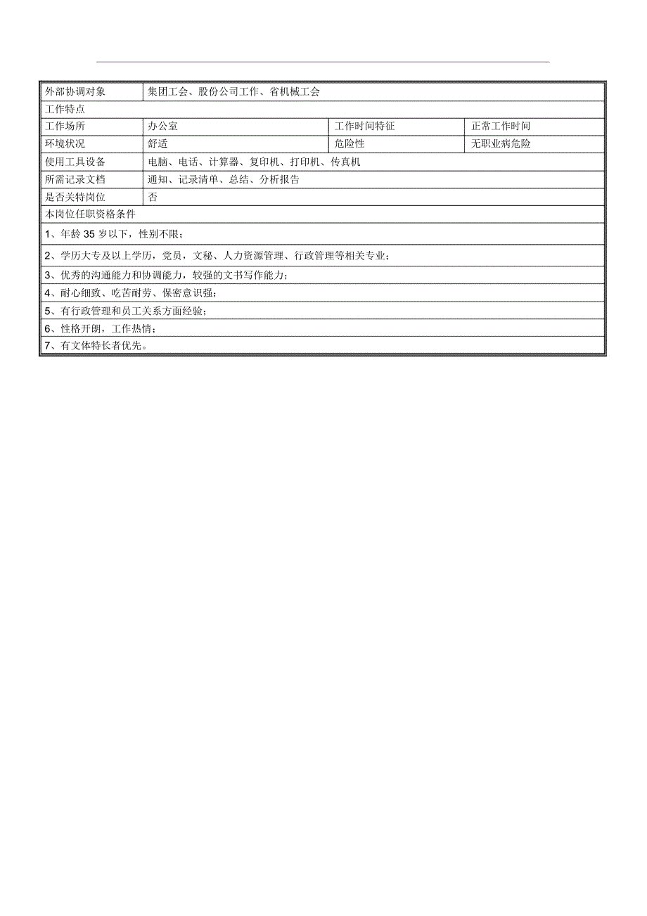 工会专员岗位说明书_第2页