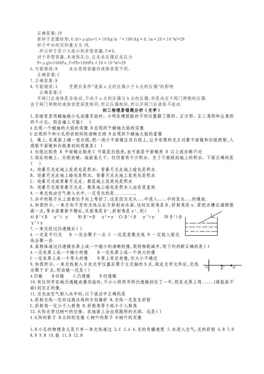 初中物理经典易错题100列 (2)_第5页