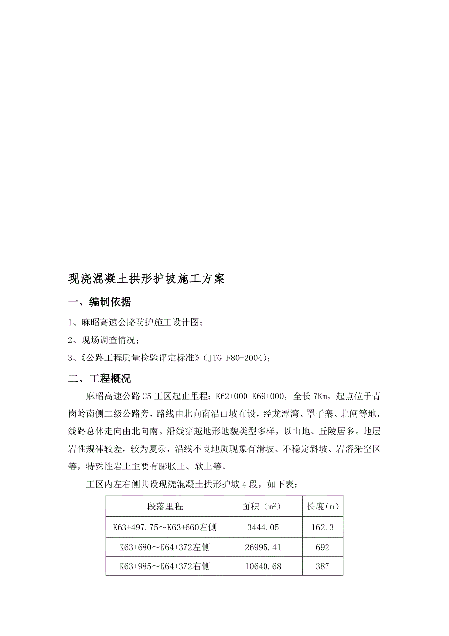 工作文档现浇混凝土拱形护坡施工方案_第1页