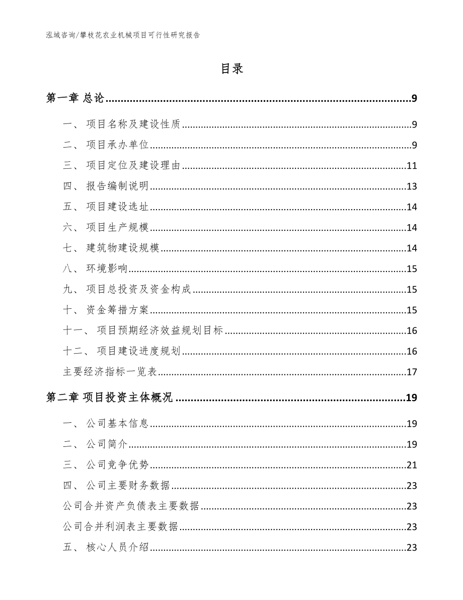 攀枝花农业机械项目可行性研究报告（模板参考）_第2页