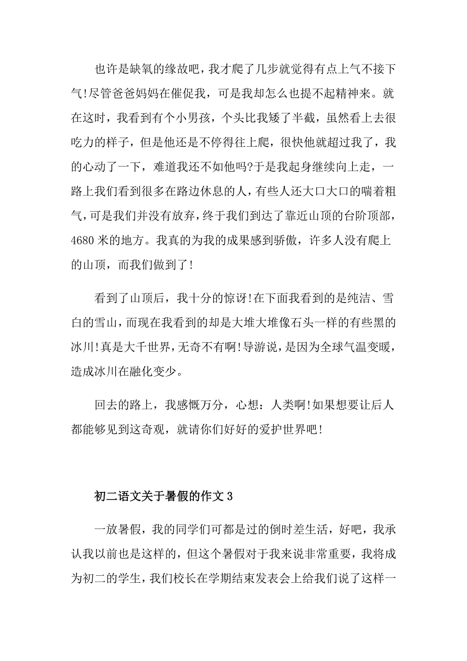 初二语文关于暑假的作文_第4页