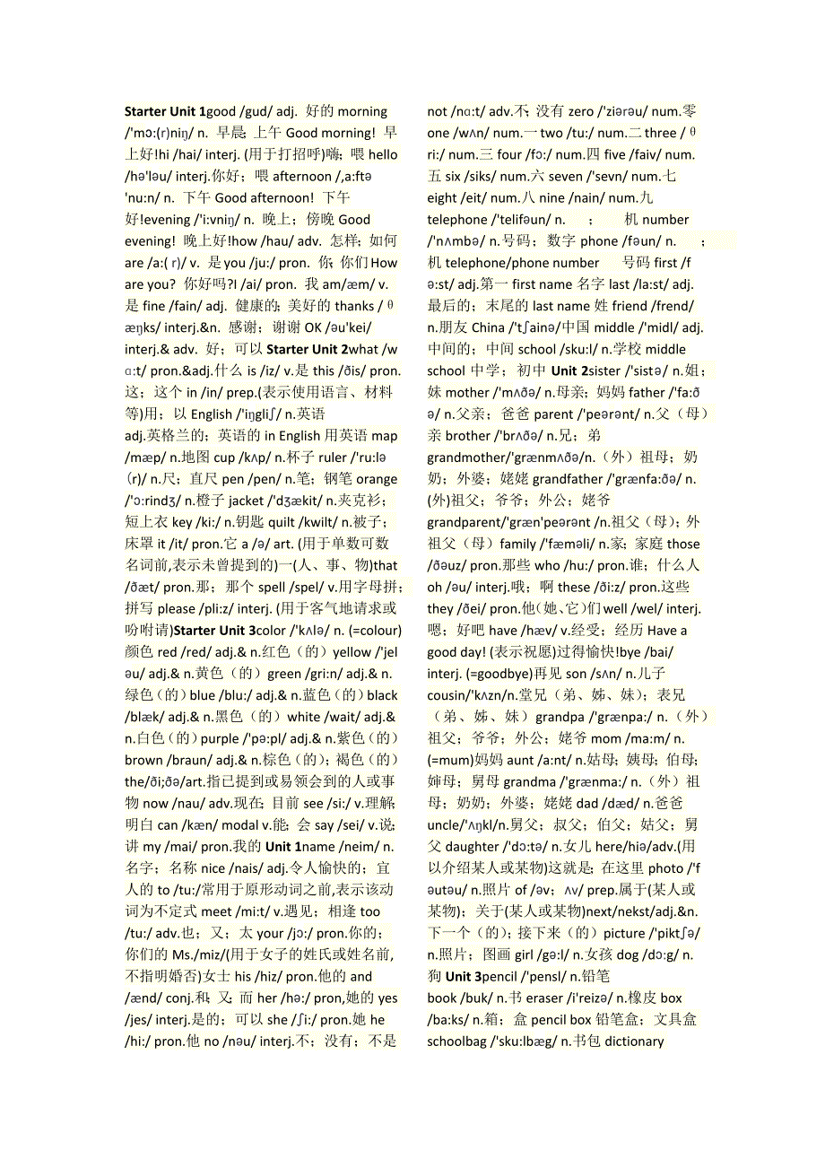 七年级上册英语单词表最新文档_第2页