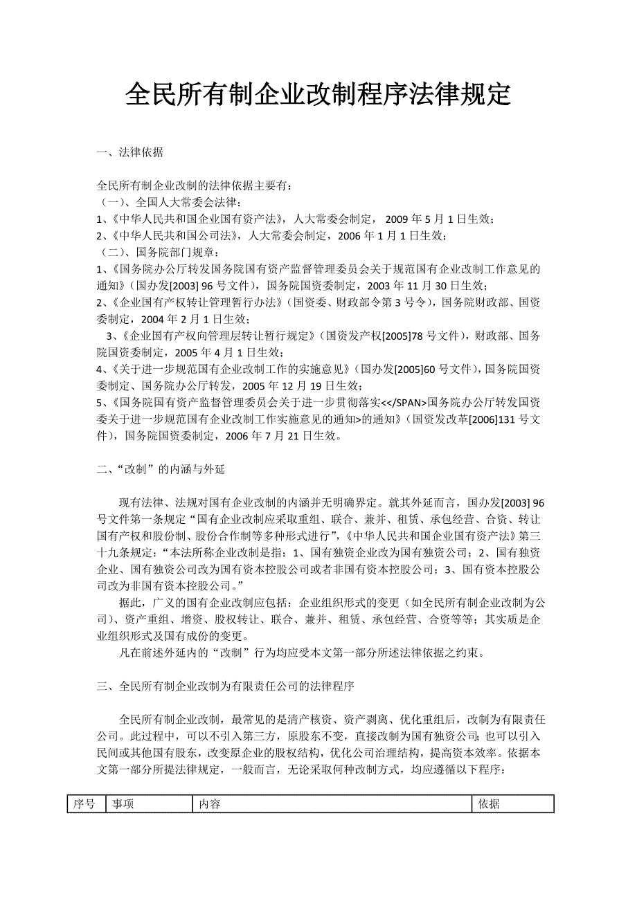 全民所有制企业改制程序法律规定.docx_第1页