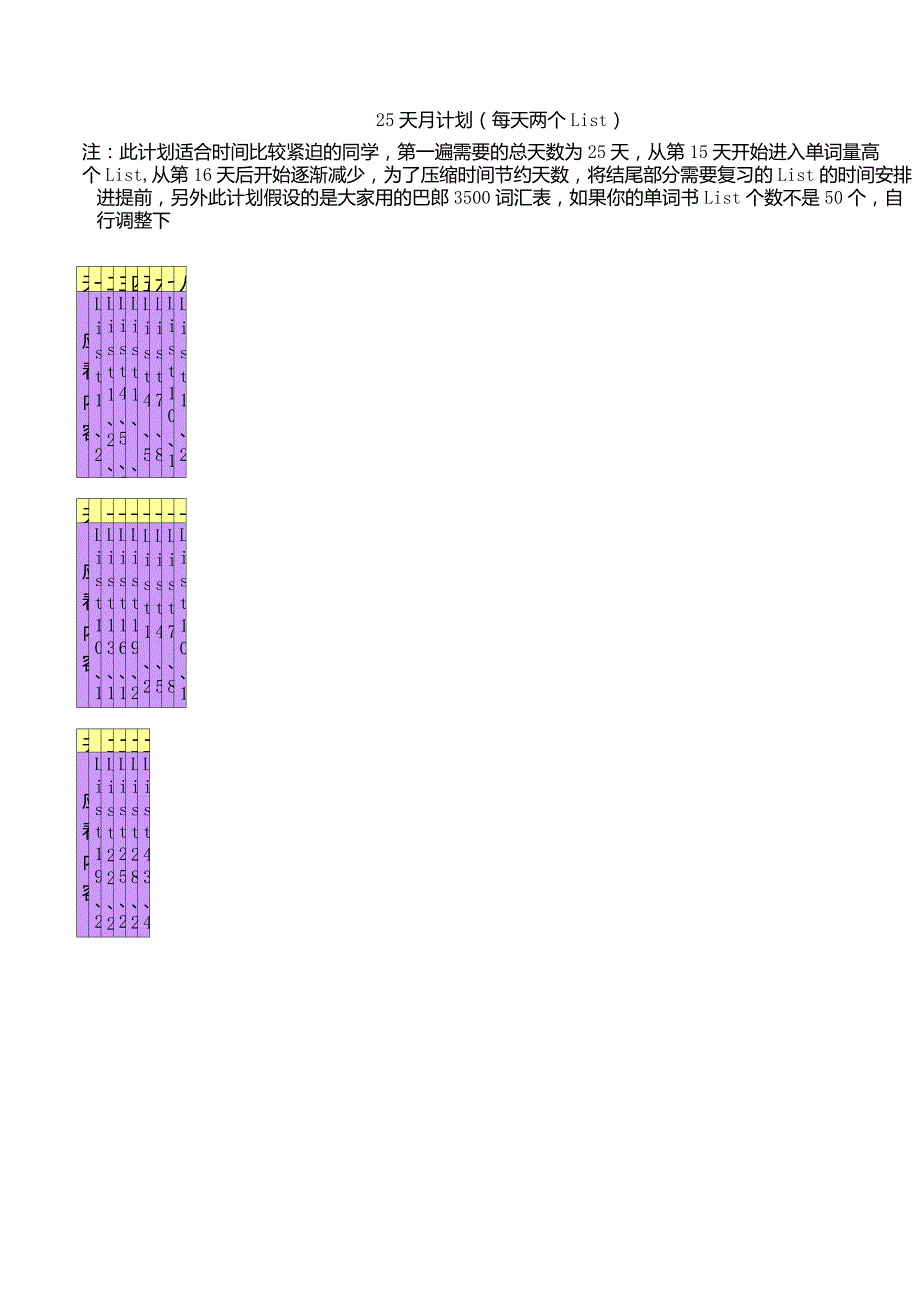 Toefl背单词计划表(60天、40天与25天计划安排)_第1页