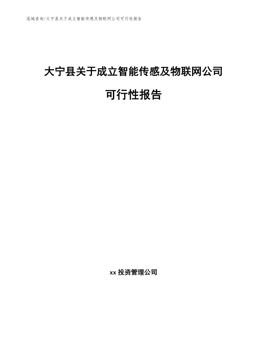大宁县关于成立智能传感及物联网公司可行性报告_第1页