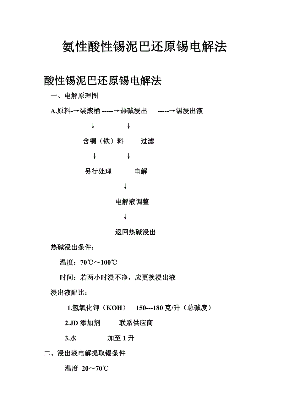 氨性酸性锡泥巴还原锡电解法_第1页