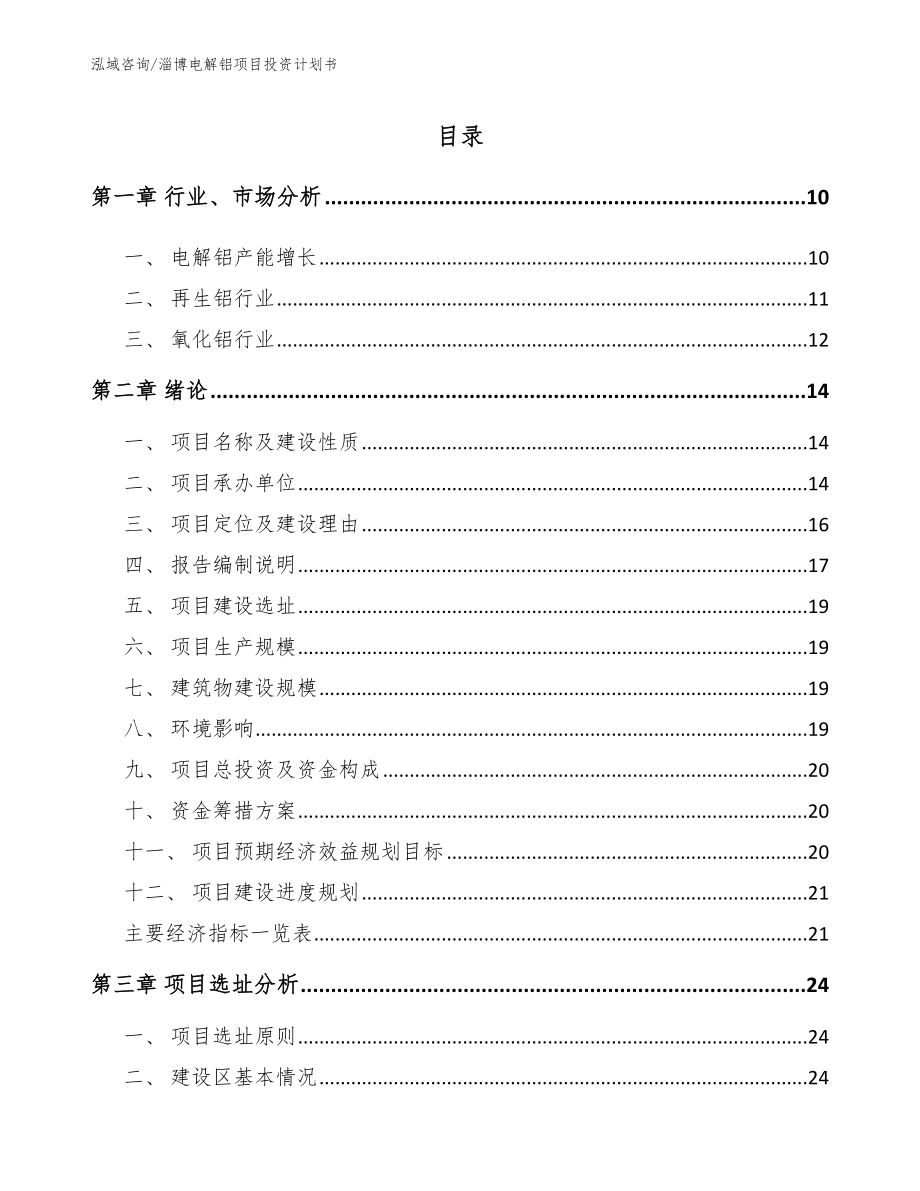 淄博电解铝项目投资计划书（范文参考）_第2页