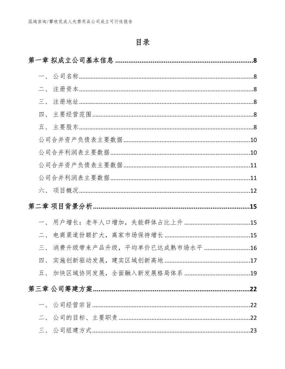 攀枝花成人失禁用品公司成立可行性报告范文参考_第2页