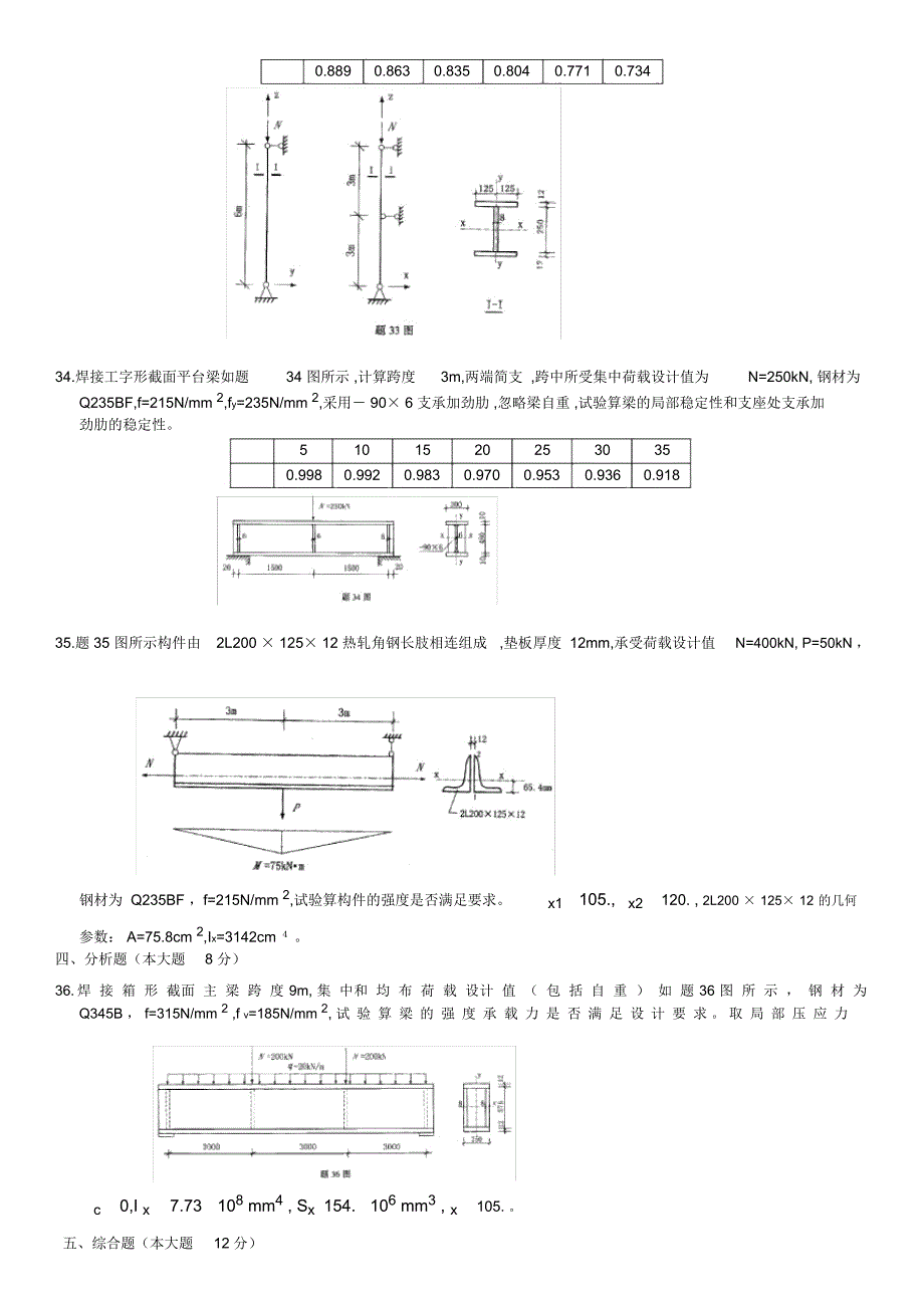 全国2001年10月自学考试钢结构试题_第4页