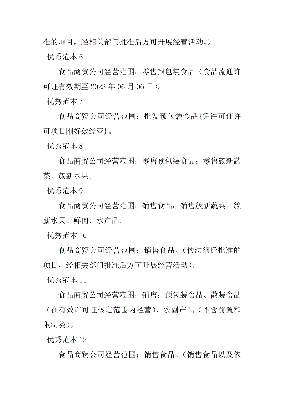 2023年食品商贸经营范围(34个范本)_第2页