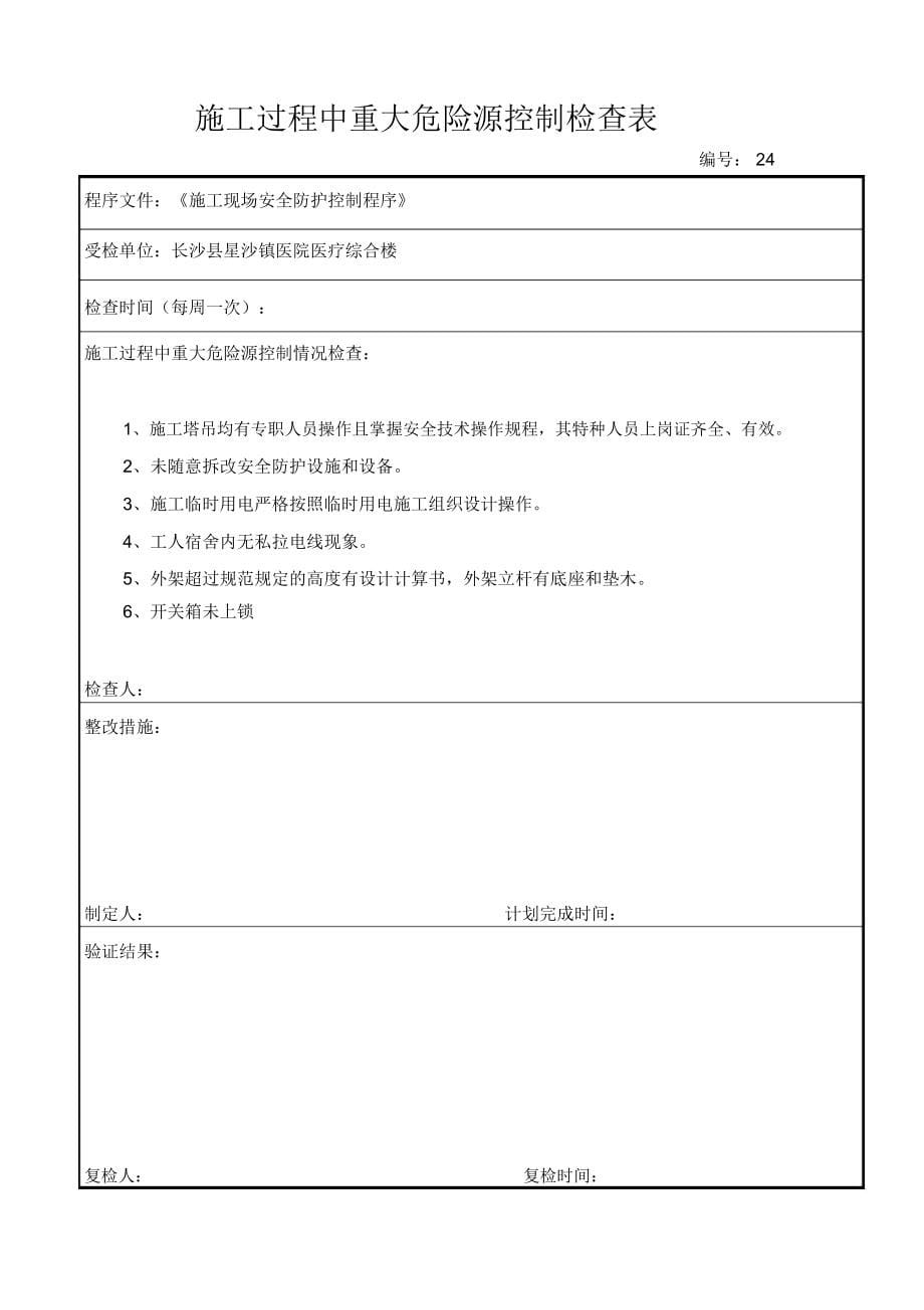 施工过程中重大危险源控制检查表_4318_第5页