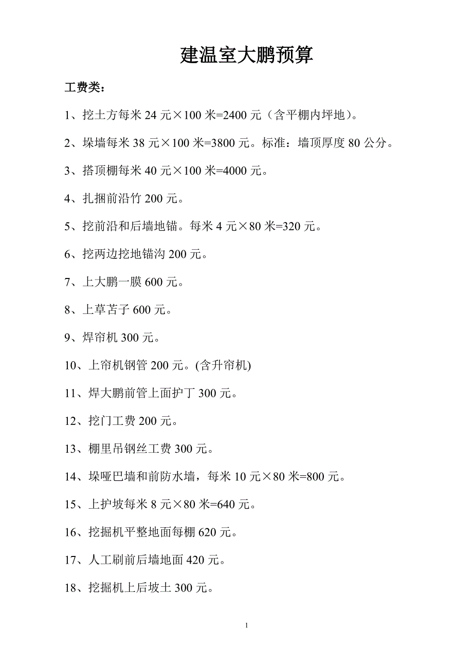 建温室大鹏预算.doc_第1页