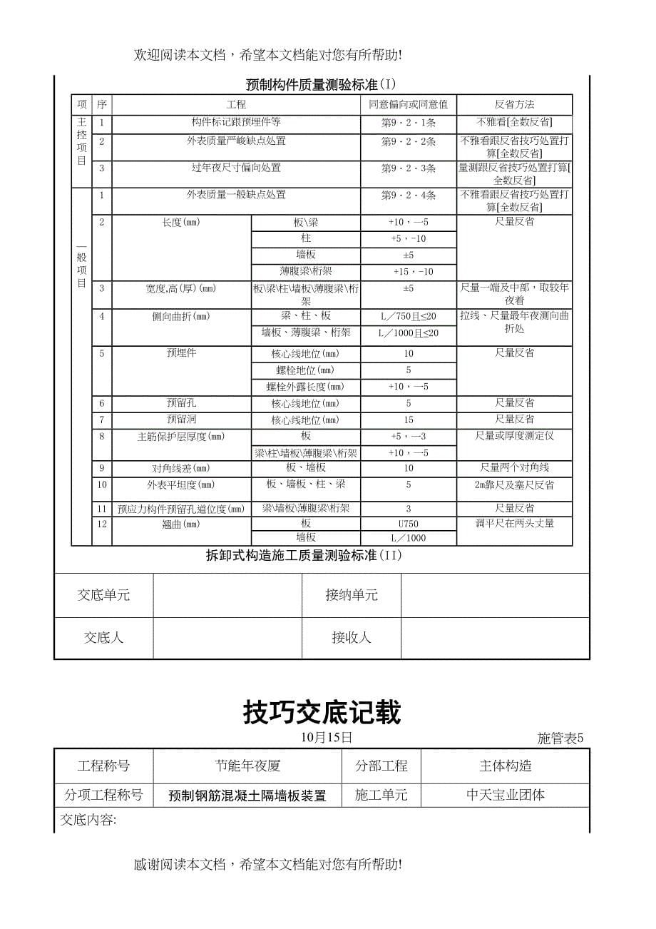 2022年建筑行业预制钢筋混凝土隔墙板安装交底记录_第5页