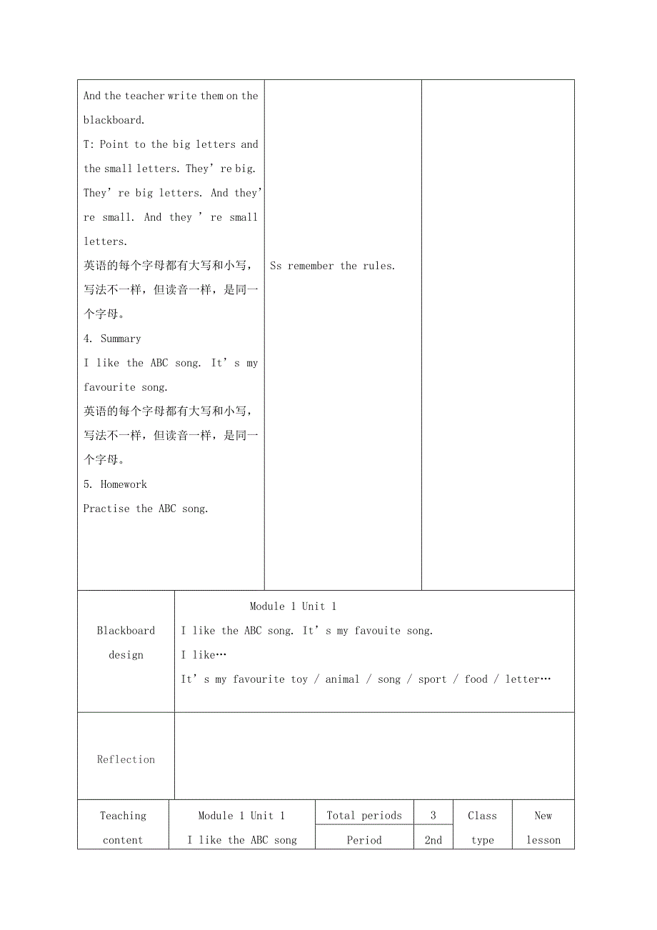 二年级英语上册 Unit 1 I like the ABC song教案 外研版_第3页