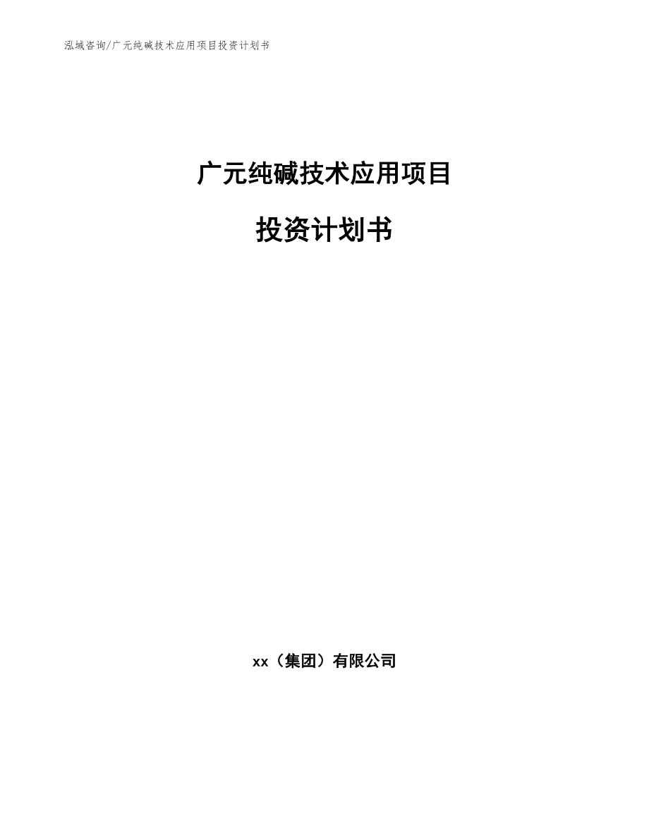 广元纯碱技术应用项目投资计划书模板范文_第1页