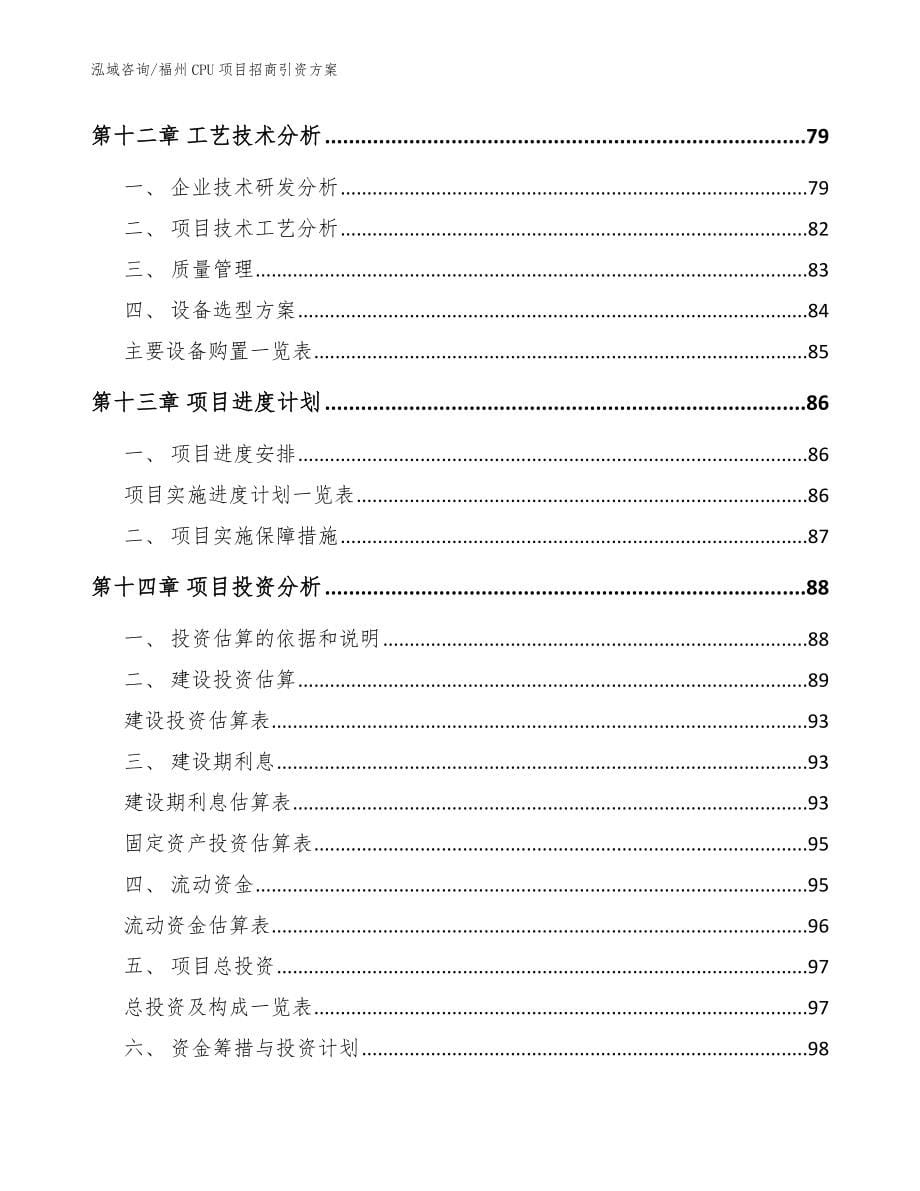 福州CPU项目招商引资方案范文模板_第5页