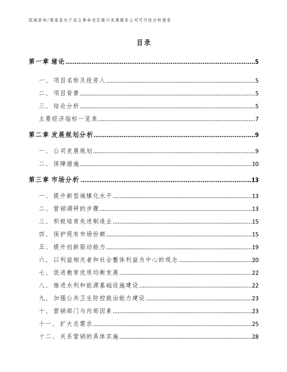 通道县关于成立革命老区振兴发展服务公司可行性分析报告（模板范本）_第1页
