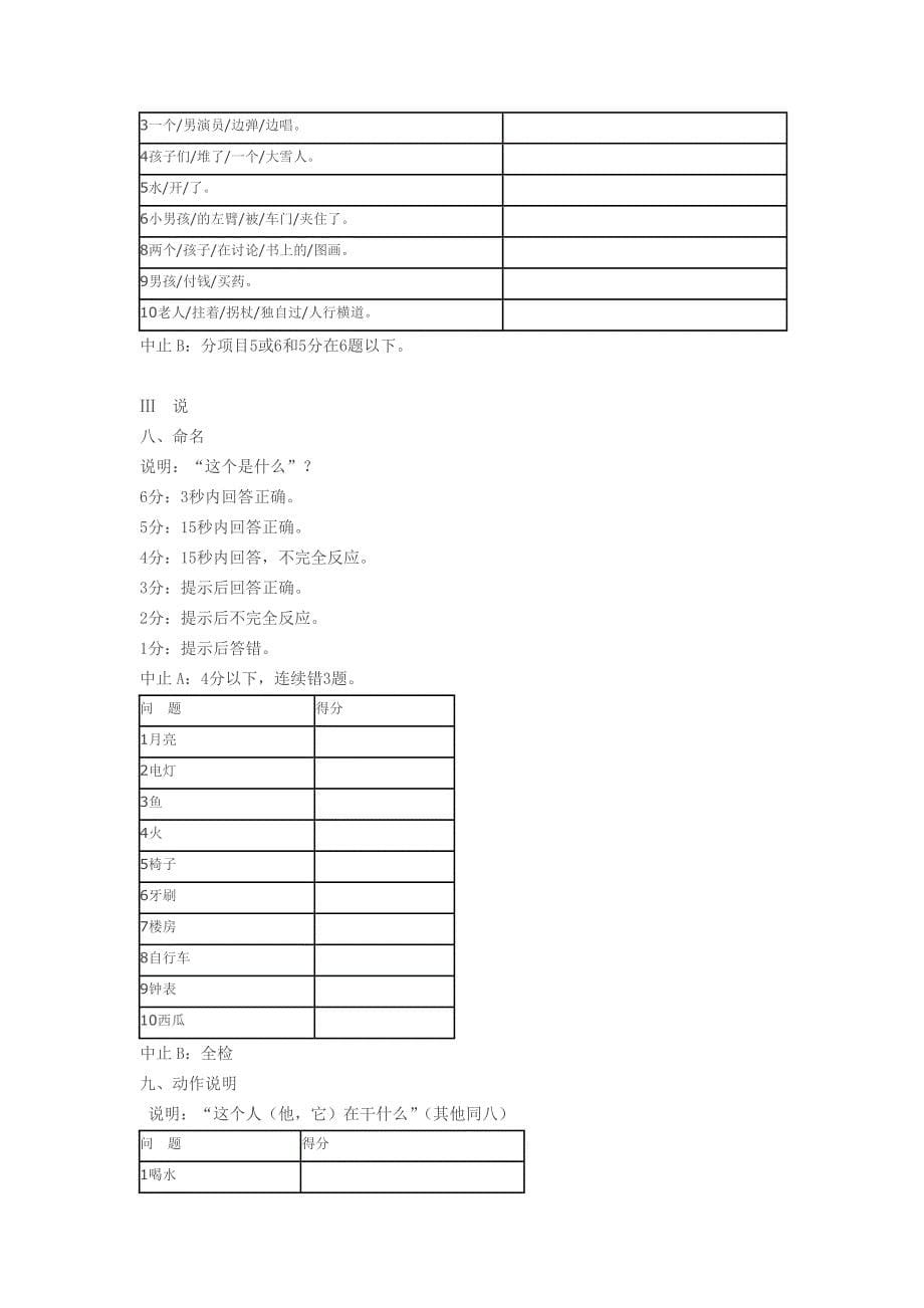 中国康复研究中心汉语标准失语症检查表_第5页