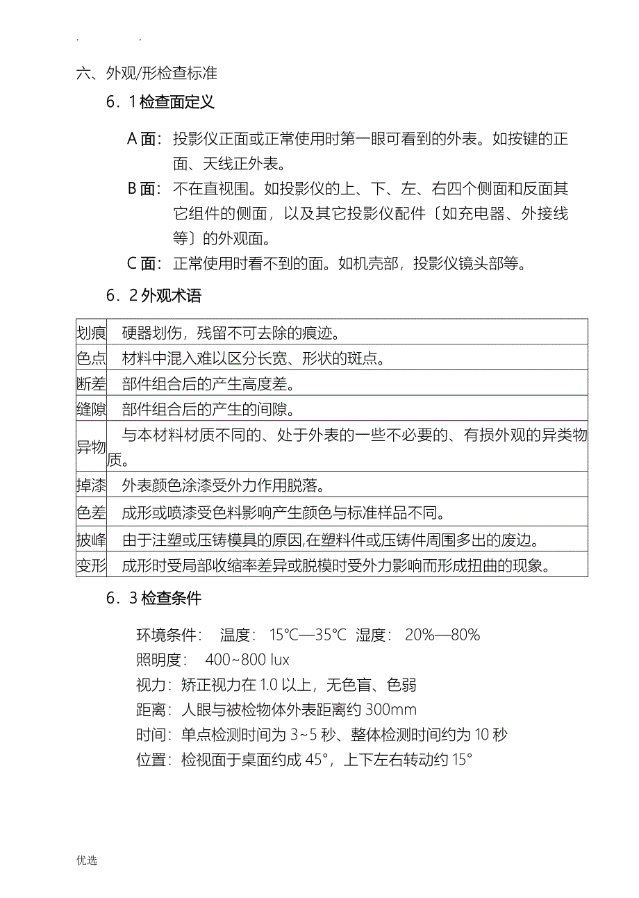 投影仪成品检验规范_第4页