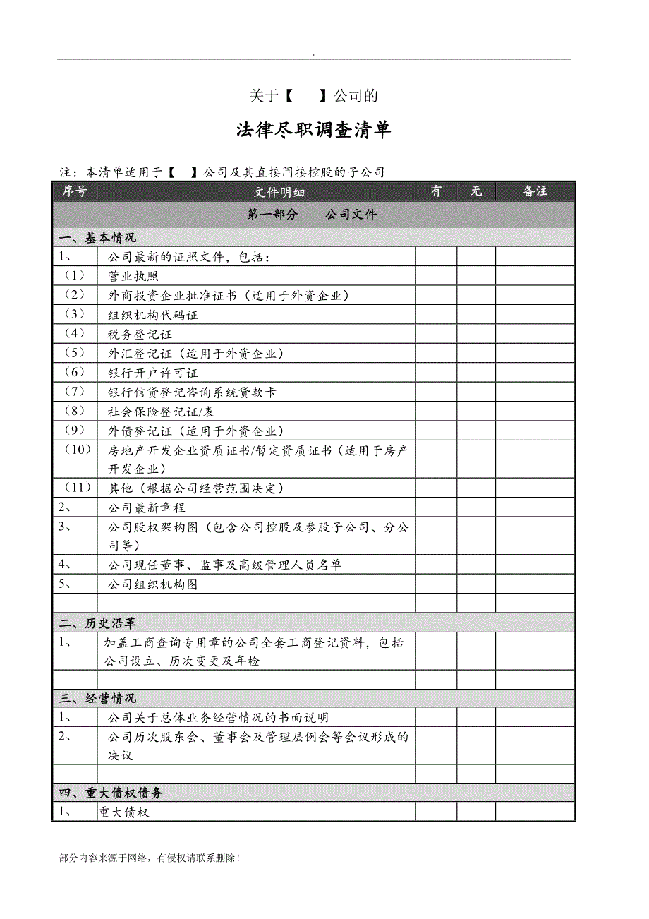 房地产项目收购法律尽职调查清单.doc_第3页