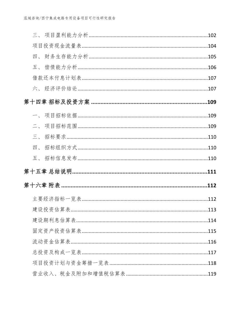 西宁集成电路专用设备项目可行性研究报告范文参考_第5页