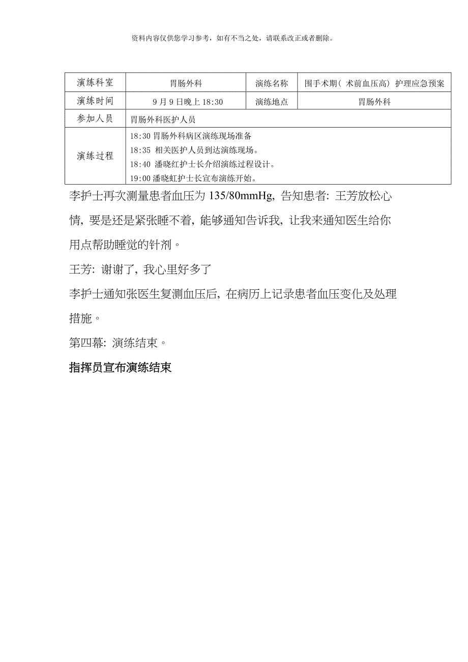 定稿演练内容围手术期术前血压高护理应急预案附照片样本_第4页