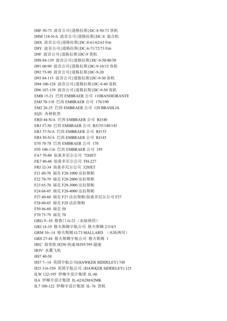 机型代码 座位数 制造商和飞机类型.doc_第3页