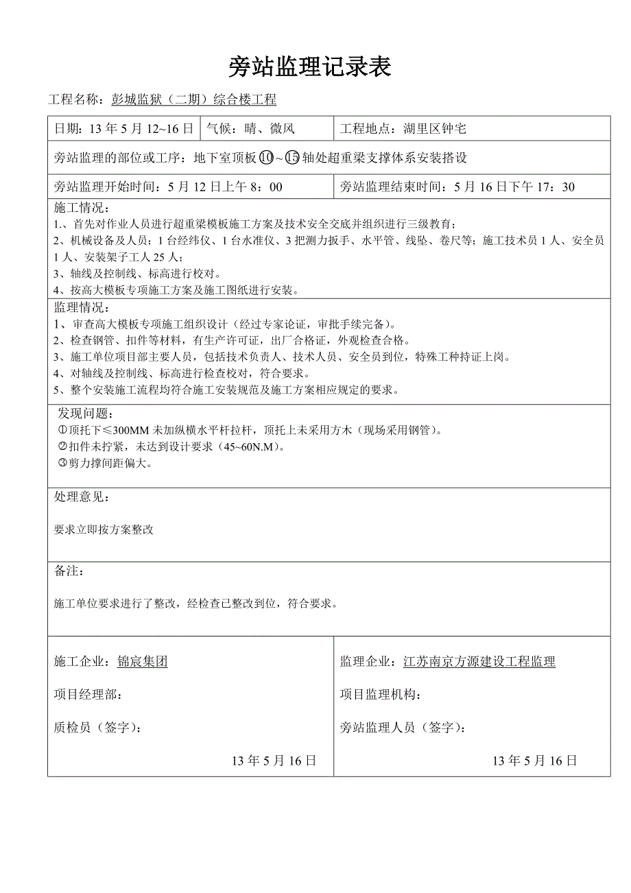 塔吊安装旁站监理旁站记录表2优质资料_第4页