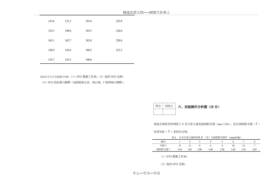 统计软件SPSS试卷一及答案_第3页