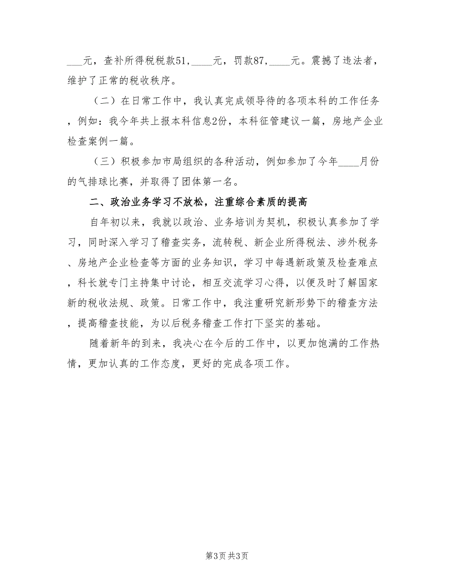 国税局稽查局年度个人工作总结（2篇）_第3页