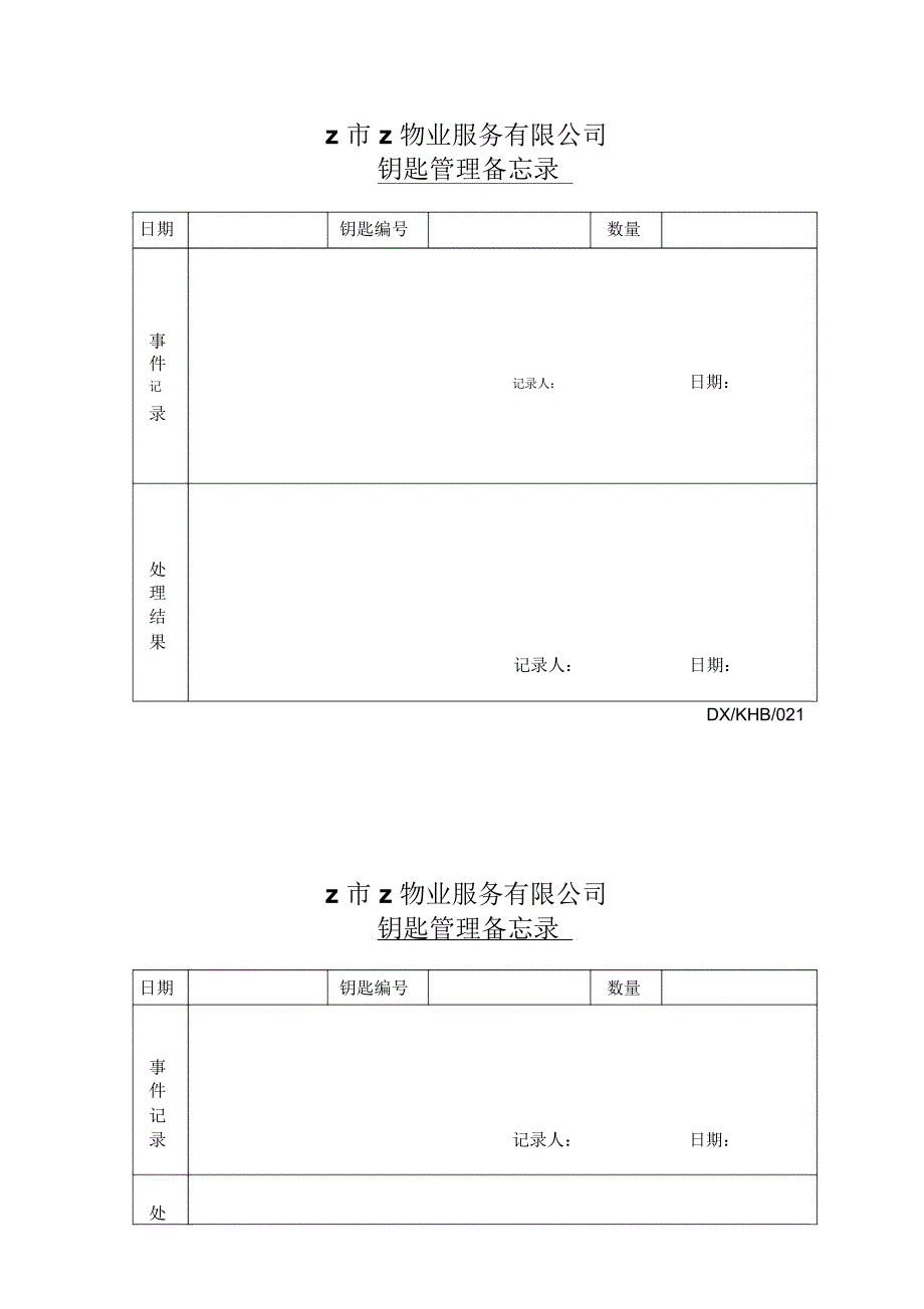 商业街物业钥匙管理备忘录_第1页