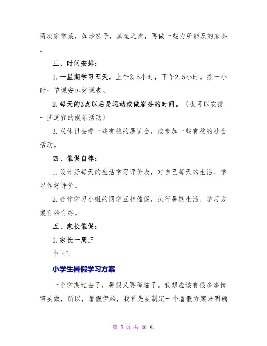 2023小学生暑假学习计划.doc_第5页