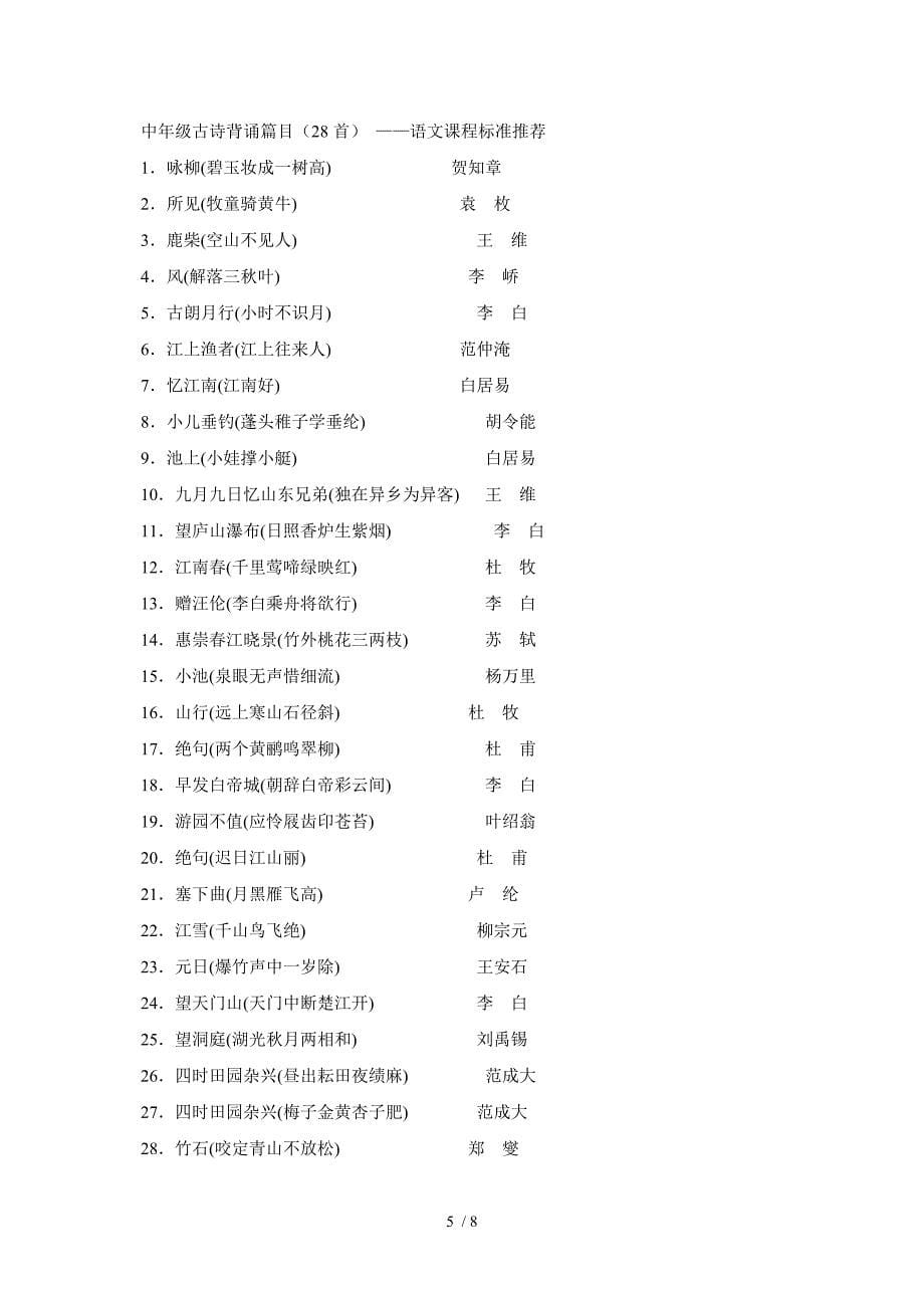 小学各年级课外阅读要求及阅读书目供参考_第5页