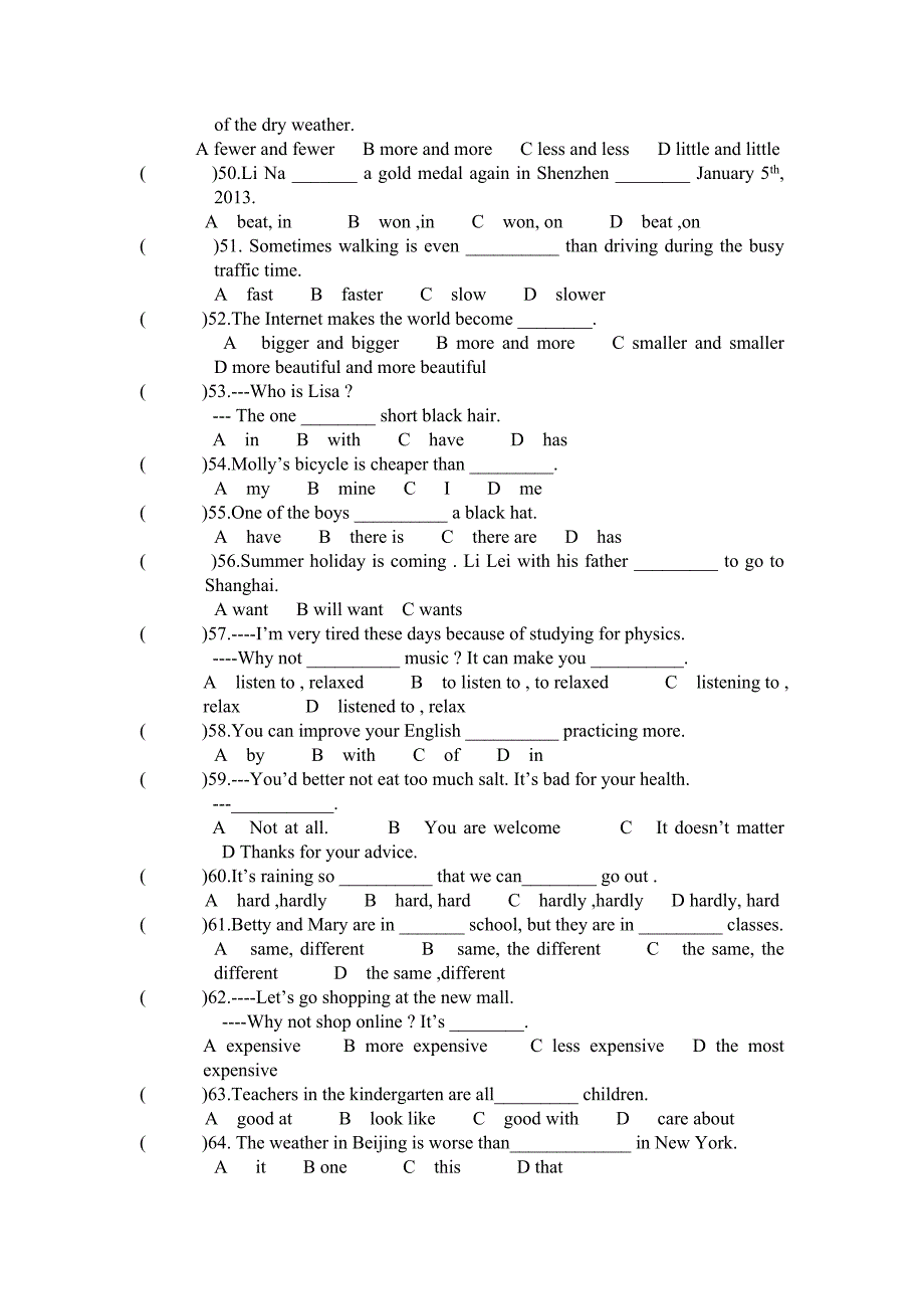 2013版新目标英语八年级上册1---5单元易错题复习.doc_第4页